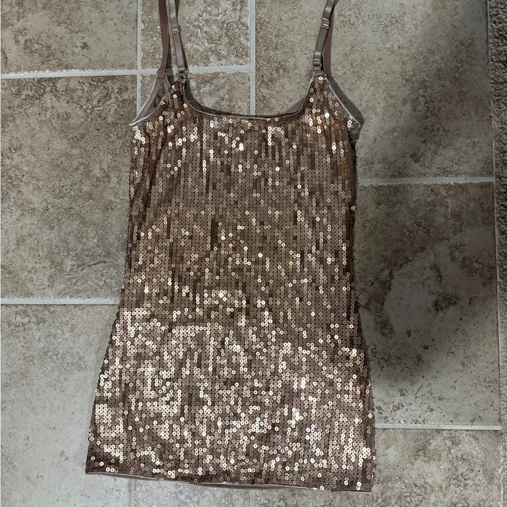 Sequin Tank top - Metallic Rose Gold